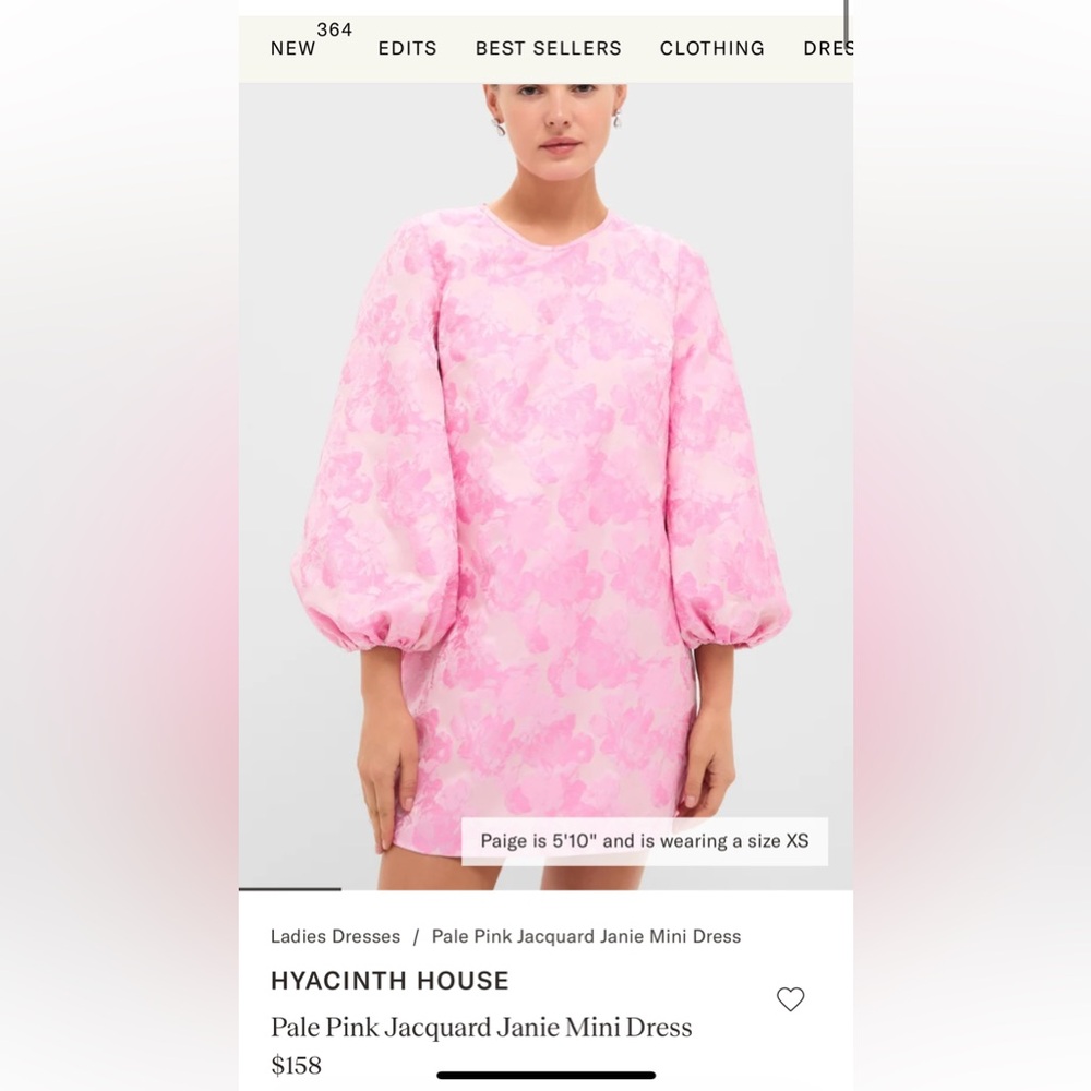 Tuckernuck HYACINTH HOUSE
Pale Pink Jacquard Janie Mini Dress XS